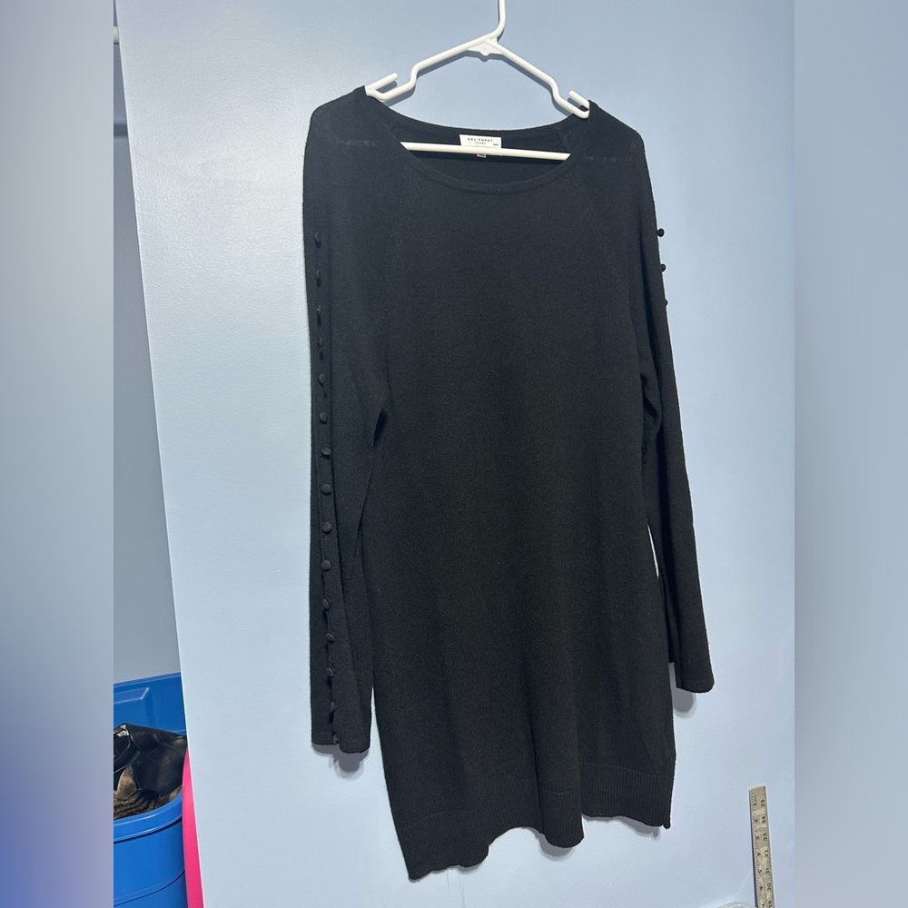 Equipment femme cashmere blend Black Long Sleeve sweater Dress bell sleeves